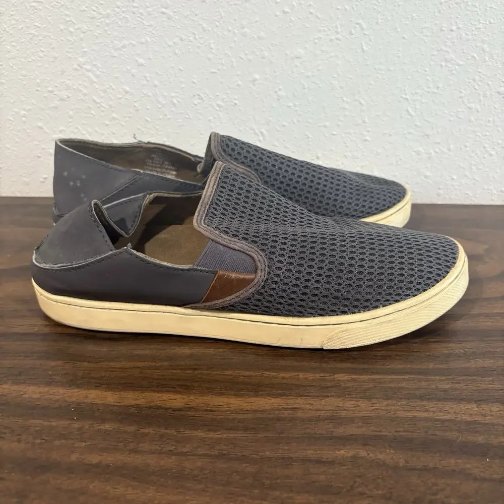 OluKai Pehuea Slip‎ On Gray Mesh Casual Sneakers Shoes Womens Size 8.5
